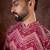 Men magenta silk blend chevron printed straight kurta