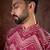 Men magenta silk blend chevron printed straight kurta