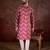 Men magenta silk blend chevron printed straight kurta