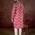 Men magenta silk blend chevron printed straight kurta
