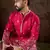 Men pink silk blend solid embroidered straight kurta