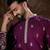 Men purple silk blend solid embroidered straight kurta