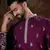 Men purple silk blend solid embroidered straight kurta