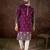 Men purple silk blend solid embroidered straight kurta