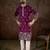 Men purple silk blend solid embroidered straight kurta