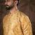 Men yellow silk blend floral printed straight kurta