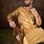 Men yellow silk blend floral printed straight kurta