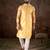 Men yellow silk blend floral printed straight kurta