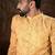Men yellow silk blend ethnic motifs printed straight kurta