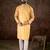 Men yellow silk blend ethnic motifs printed straight kurta