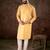 Men yellow silk blend ethnic motifs printed straight kurta