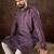 Men purple silk blend ethnic motifs printed straight kurta