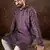 Men purple silk blend ethnic motifs printed straight kurta