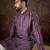 Men purple silk blend ethnic motifs printed straight kurta