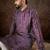 Men purple silk blend ethnic motifs printed straight kurta