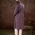 Men purple silk blend ethnic motifs printed straight kurta
