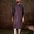 Men purple silk blend ethnic motifs printed straight kurta