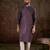 Men purple silk blend ethnic motifs printed straight kurta