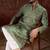 Men green silk blend ethnic motifs printed straight kurta