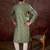 Men green silk blend ethnic motifs printed straight kurta