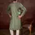 Men green silk blend ethnic motifs printed straight kurta
