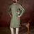 Men green silk blend ethnic motifs printed straight kurta