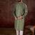 Men green silk blend ethnic motifs printed straight kurta