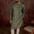 Men green silk blend ethnic motifs printed straight kurta