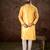 Men yellow silk blend ethnic motifs printed straight kurta