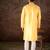 Men yellow silk blend ethnic motifs printed straight kurta