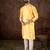 Men yellow silk blend ethnic motifs printed straight kurta