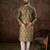 Men green silk blend floral printed straight kurta