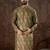 Men green silk blend floral printed straight kurta