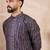 Men violet silk blend ethnic motifs printed straight kurta