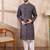 Men violet silk blend ethnic motifs printed straight kurta