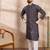 Men violet silk blend ethnic motifs printed straight kurta