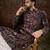 Men purple silk blend floral printed straight kurta