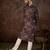 Men purple silk blend floral printed straight kurta