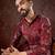 Men maroon silk blend floral printed straight kurta
