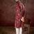 Men maroon silk blend floral printed straight kurta