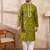 Men green viscose rayon chevron printed straight kurta