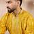 Men yellow viscose rayon chevron printed straight kurta