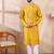 Men yellow viscose rayon chevron printed straight kurta
