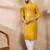 Men yellow viscose rayon chevron printed straight kurta