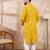 Men yellow viscose rayon chevron printed straight kurta