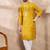 Men yellow viscose rayon chevron printed straight kurta