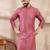 Men pink silk blend floral printed straight kurta