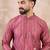 Men pink silk blend floral printed straight kurta