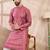 Men pink silk blend floral printed straight kurta
