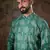 Men teal silk blend floral printed straight kurta